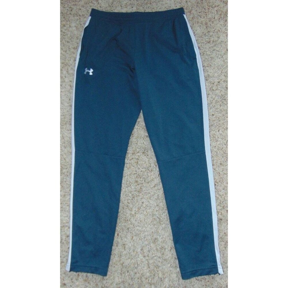Mens Athletic Pants Under Armour Large Gray Lightweight Zip Leg Heatgear Relaxed